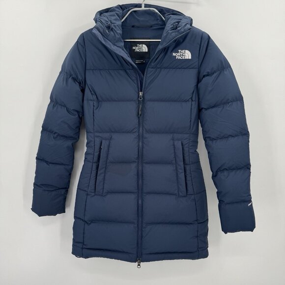 The North Face Women's Gotham 550 Fill Down Hooded Parka in Blue sz XS Slim Fit - Picture 1 of 16
